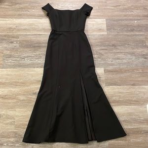 Amsale Black Off the Shoulder Slit Formal Dress